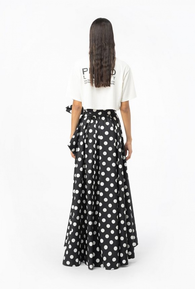 Pinko Polka-dot Maxi Skirt BLACK/WHITE | SN-PKO33969