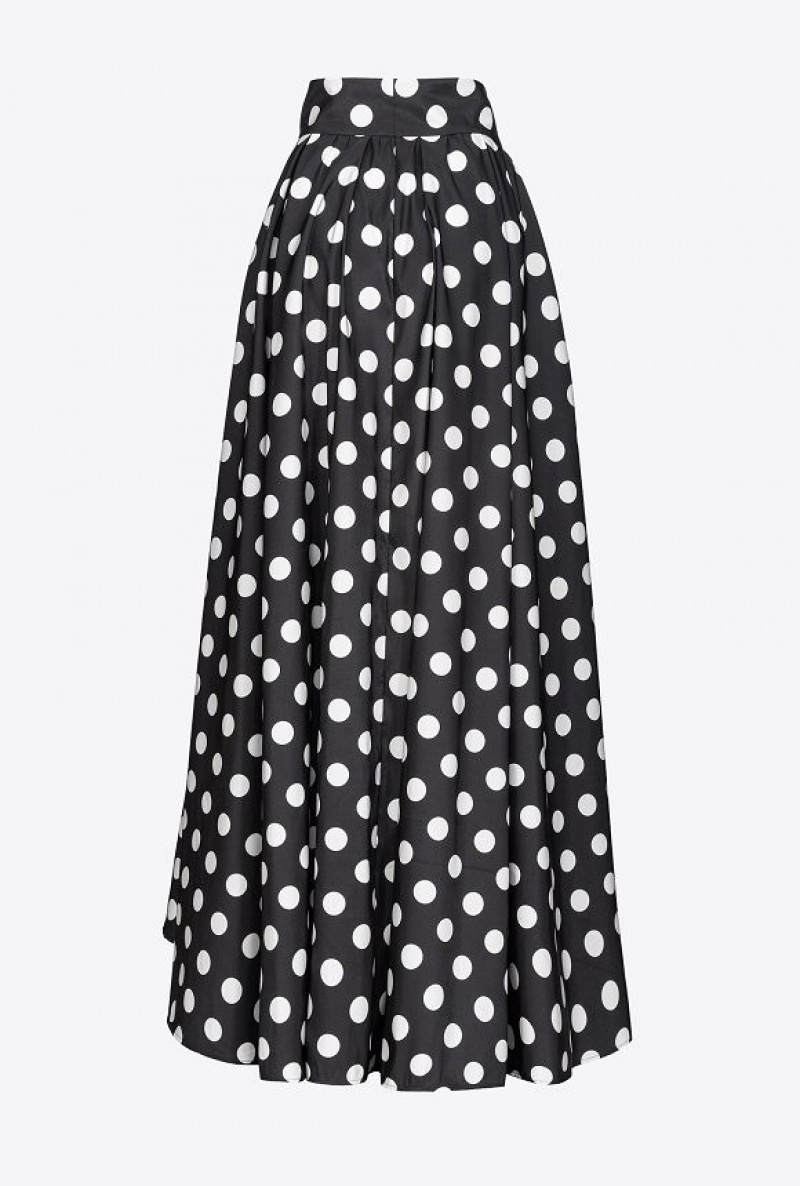 Pinko Polka-dot Maxi Skirt BLACK/WHITE | SN-PKO34091