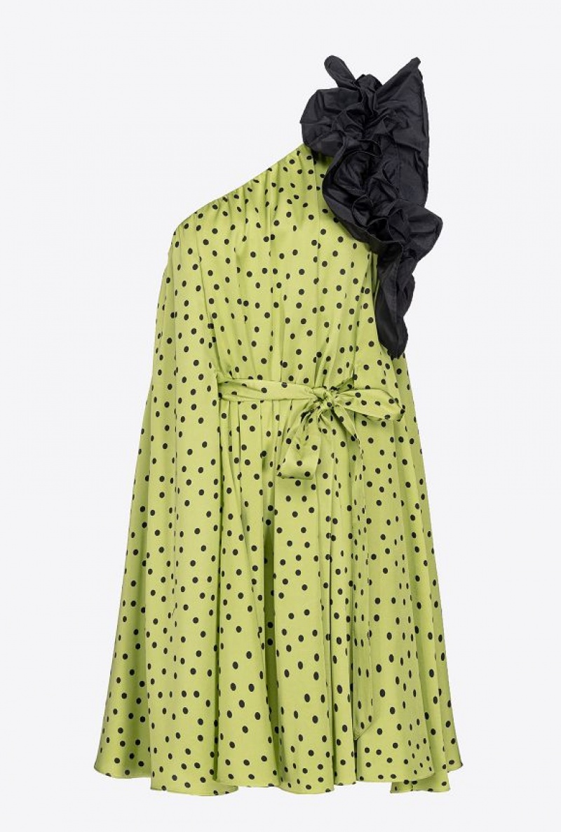 Pinko Polka-dot Mini Dress GREEN/BLACK | SN-PKO33057