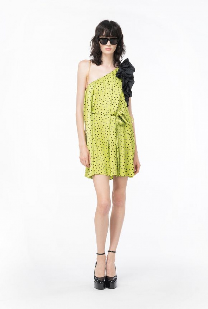 Pinko Polka-dot Mini Dress GREEN/BLACK | SN-PKO33057