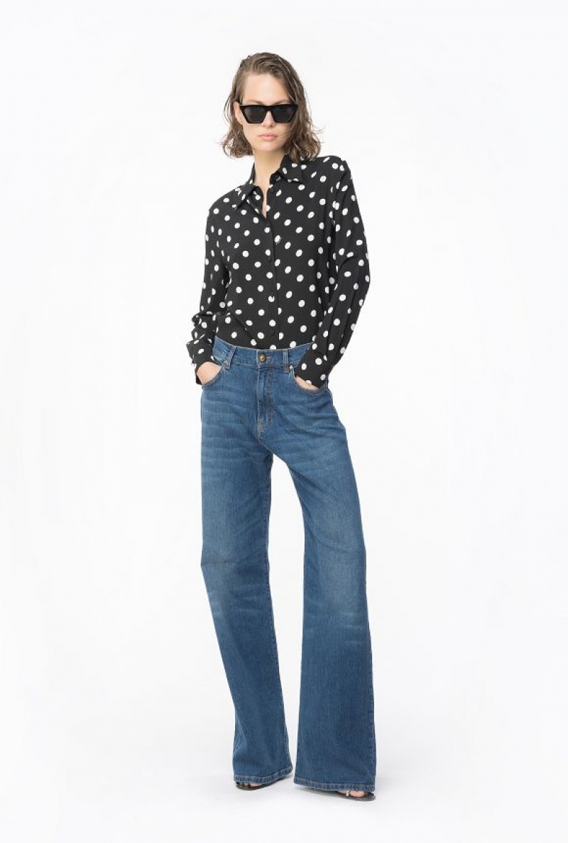 Pinko Polka-dot Shirt BLACK/WHITE | SN-PKO33178