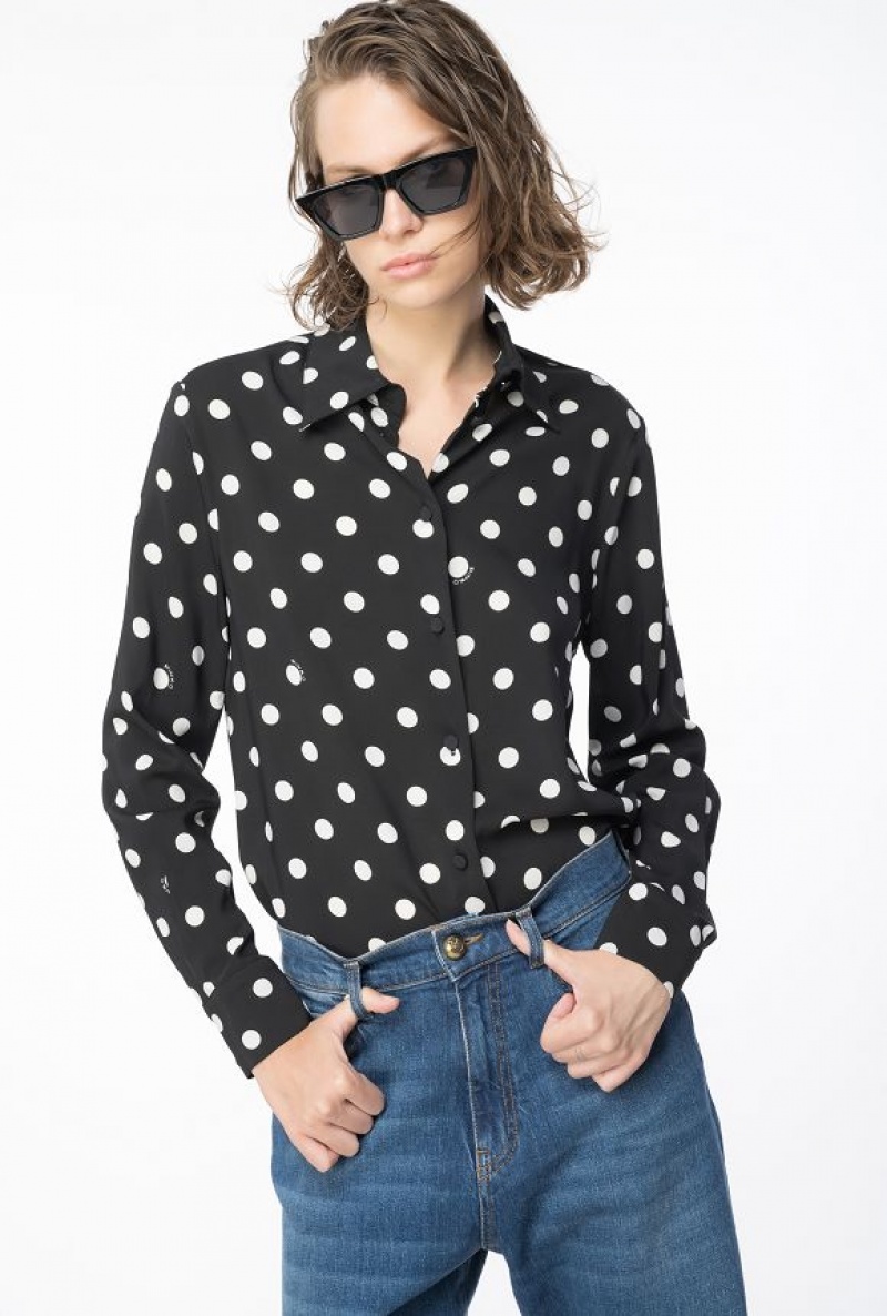 Pinko Polka-dot Shirt BLACK/WHITE | SN-PKO33178