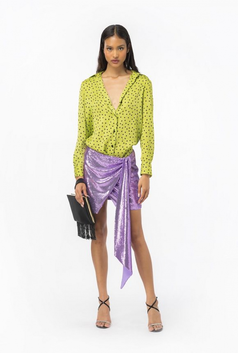 Pinko Polka-dot Shirt GREEN/BLACK | SN-PKO33157