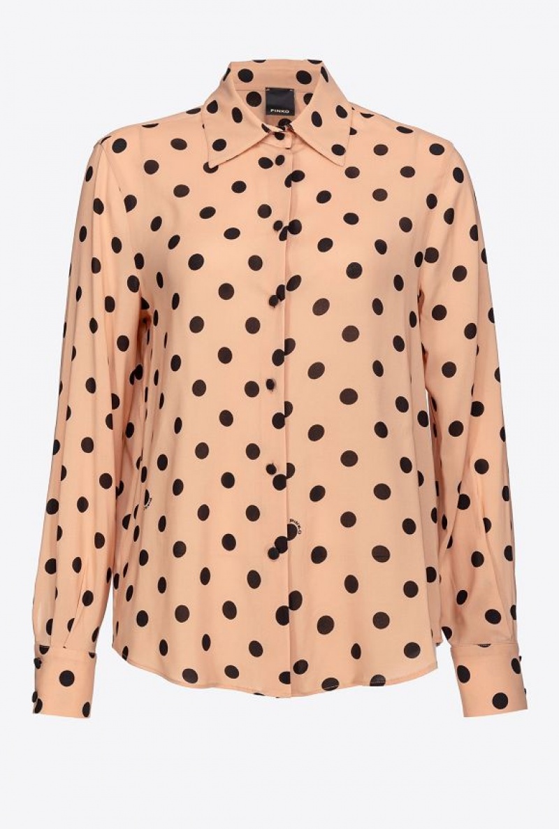 Pinko Polka-dot Shirt NUDE/BLACK | SN-PKO33172