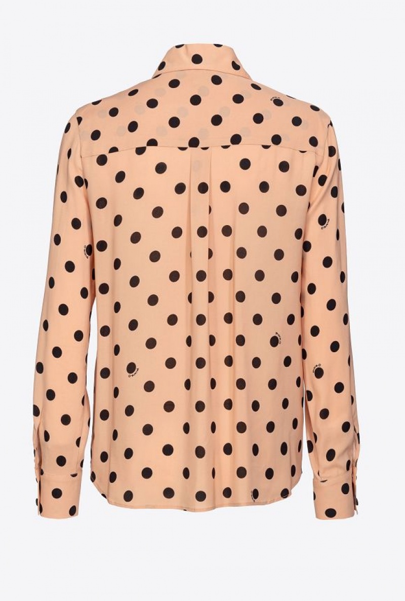 Pinko Polka-dot Shirt NUDE/BLACK | SN-PKO33172