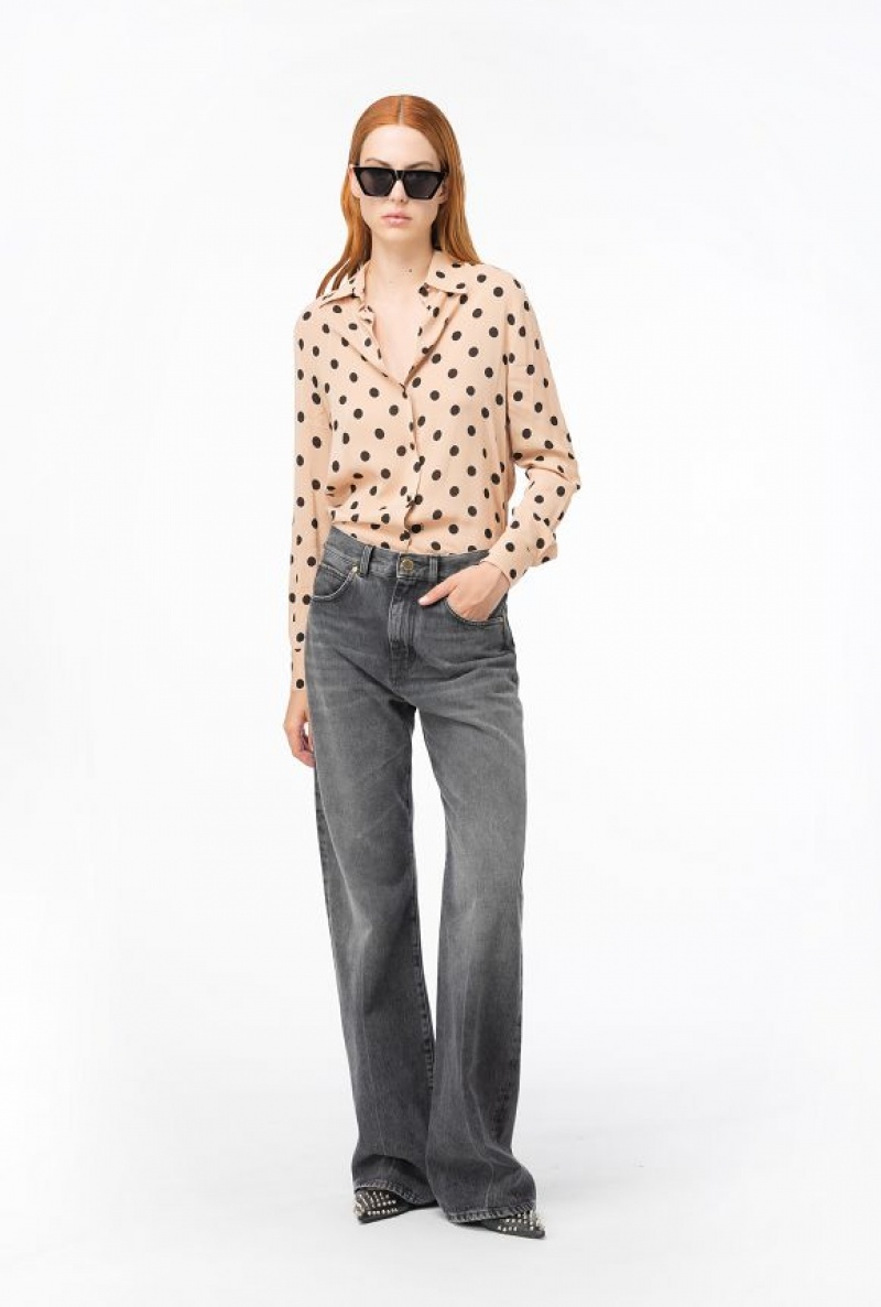 Pinko Polka-dot Shirt NUDE/BLACK | SN-PKO33172