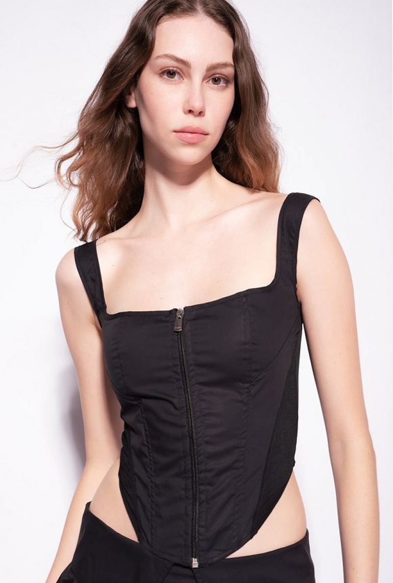 Pinko Poplin Bustier LIMO BLACK | SN-PKO33256