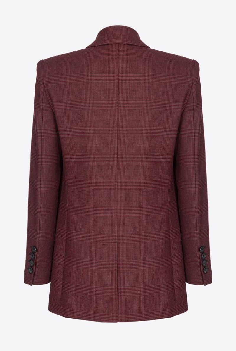 Pinko Prince-of-wales Flannel Blazer BURGUNDY/BLACK | SN-PKO33881