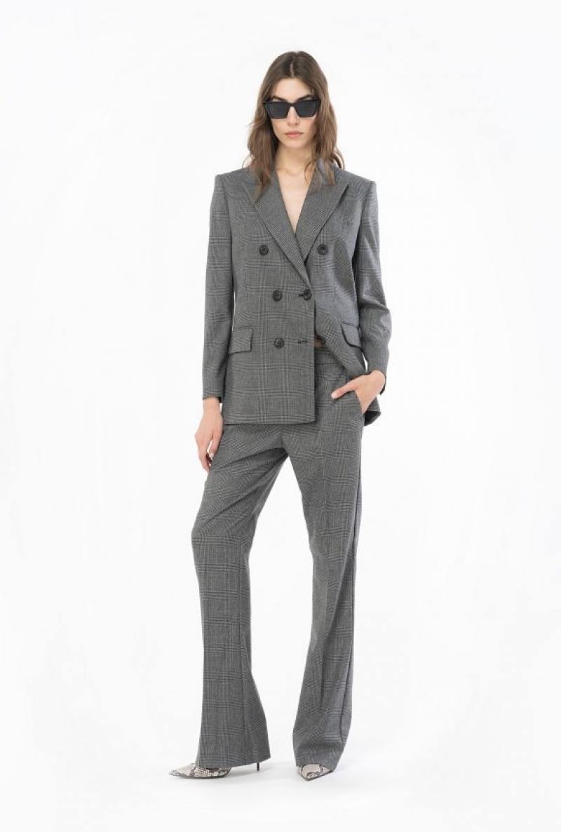 Pinko Prince-of-wales Flannel Blazer GREY/BLACK | SN-PKO33906