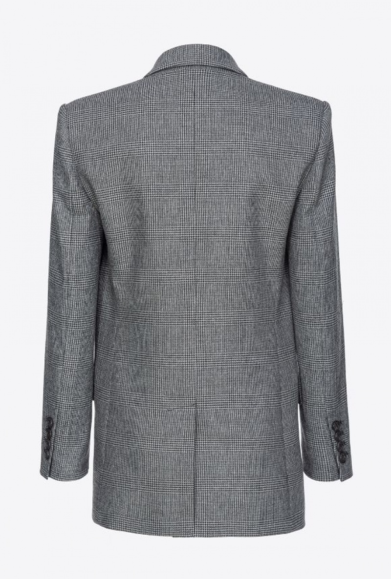 Pinko Prince-of-wales Flannel Blazer GREY/BLACK | SN-PKO33906