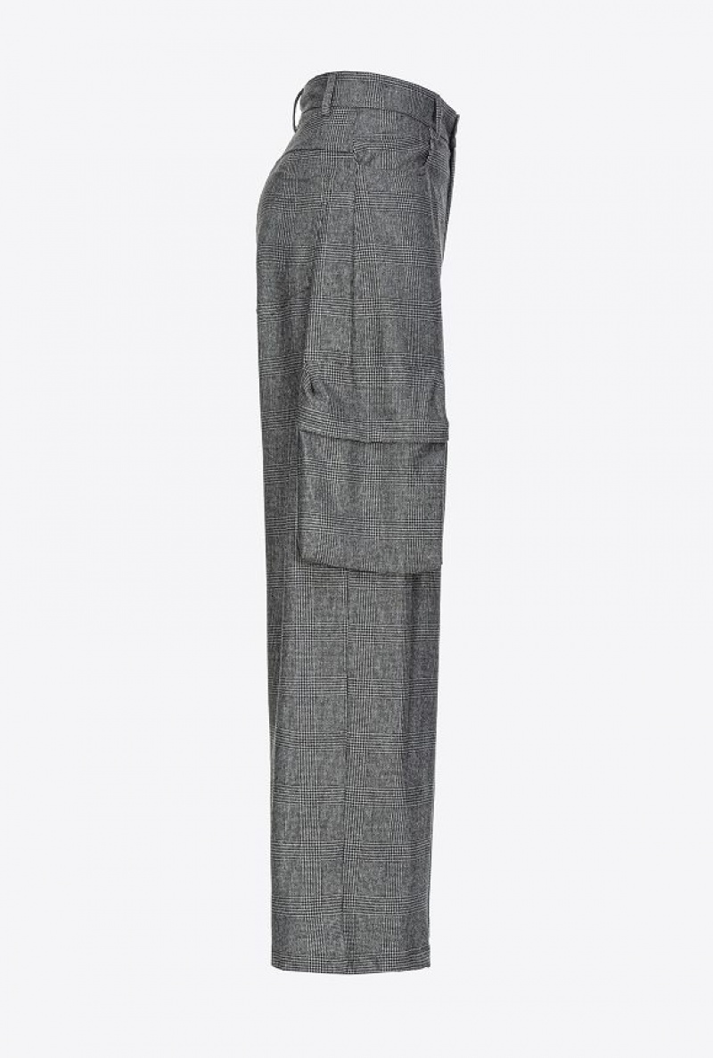 Pinko Prince-of-wales Flannel Cargo Trousers GREY/BLACK | SN-PKO33798