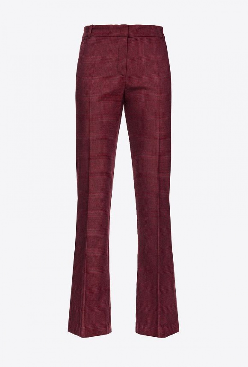 Pinko Prince-of-wales Flannel Trousers BURGUNDY/BLACK | SN-PKO33797