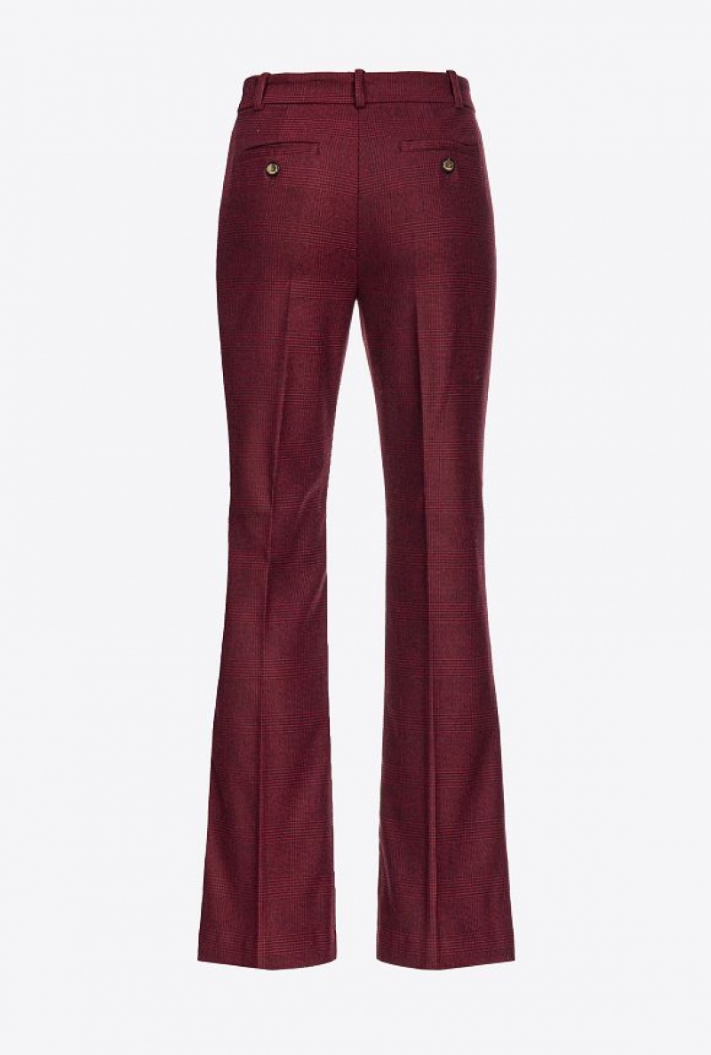 Pinko Prince-of-wales Flannel Trousers BURGUNDY/BLACK | SN-PKO33797