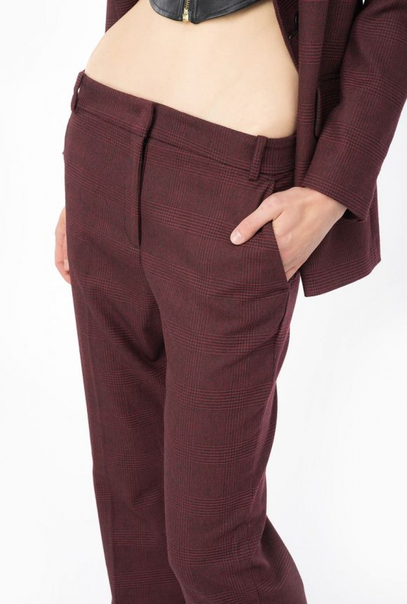 Pinko Prince-of-wales Flannel Trousers BURGUNDY/BLACK | SN-PKO33879