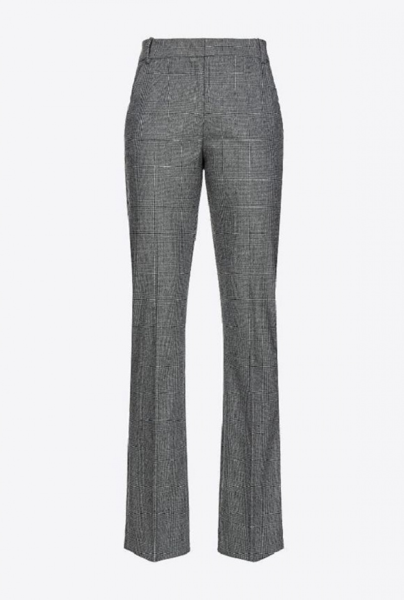 Pinko Prince-of-wales Flannel Trousers GREY/BLACK | SN-PKO33905