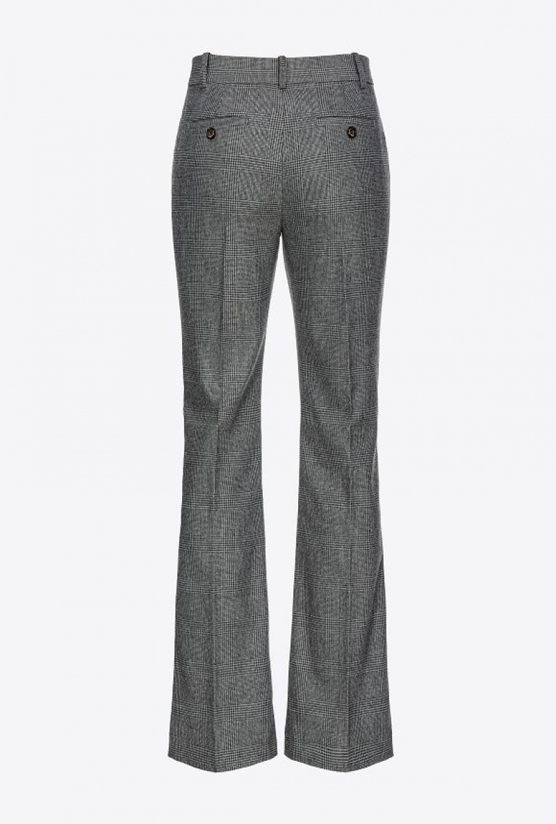 Pinko Prince-of-wales Flannel Trousers GREY/BLACK | SN-PKO33905