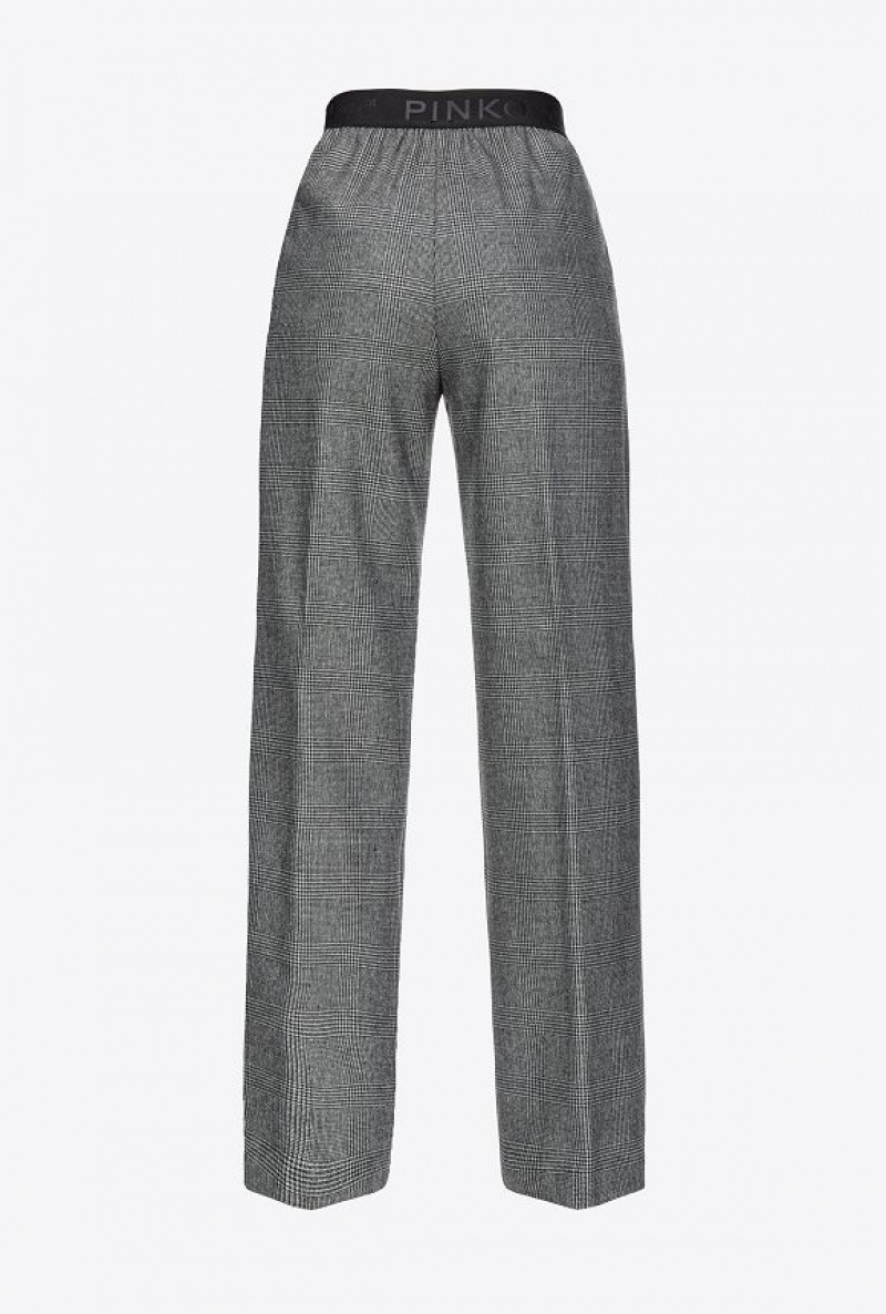 Pinko Prince-of-wales Trousers With Elasticated Waist GREY/BLACK | SN-PKO33783