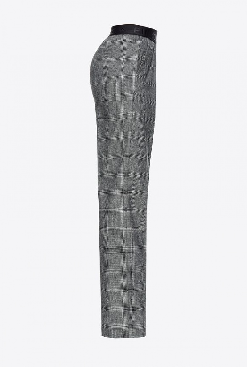 Pinko Prince-of-wales Trousers With Elasticated Waist GREY/BLACK | SN-PKO33783