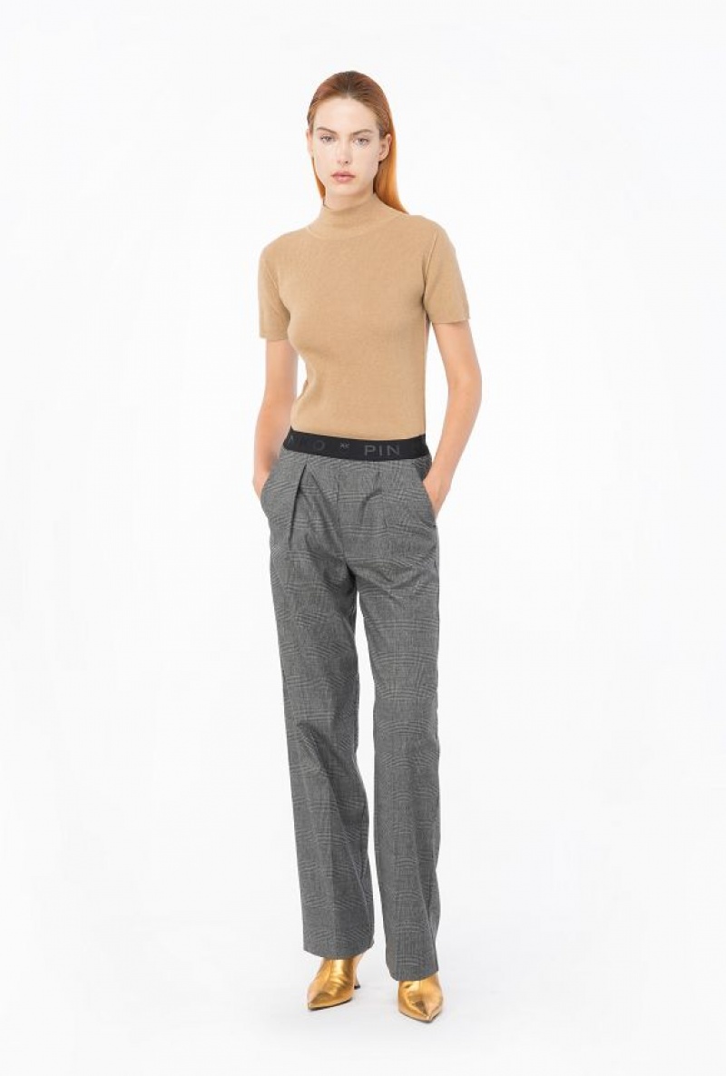 Pinko Prince-of-wales Trousers With Elasticated Waist GREY/BLACK | SN-PKO33907