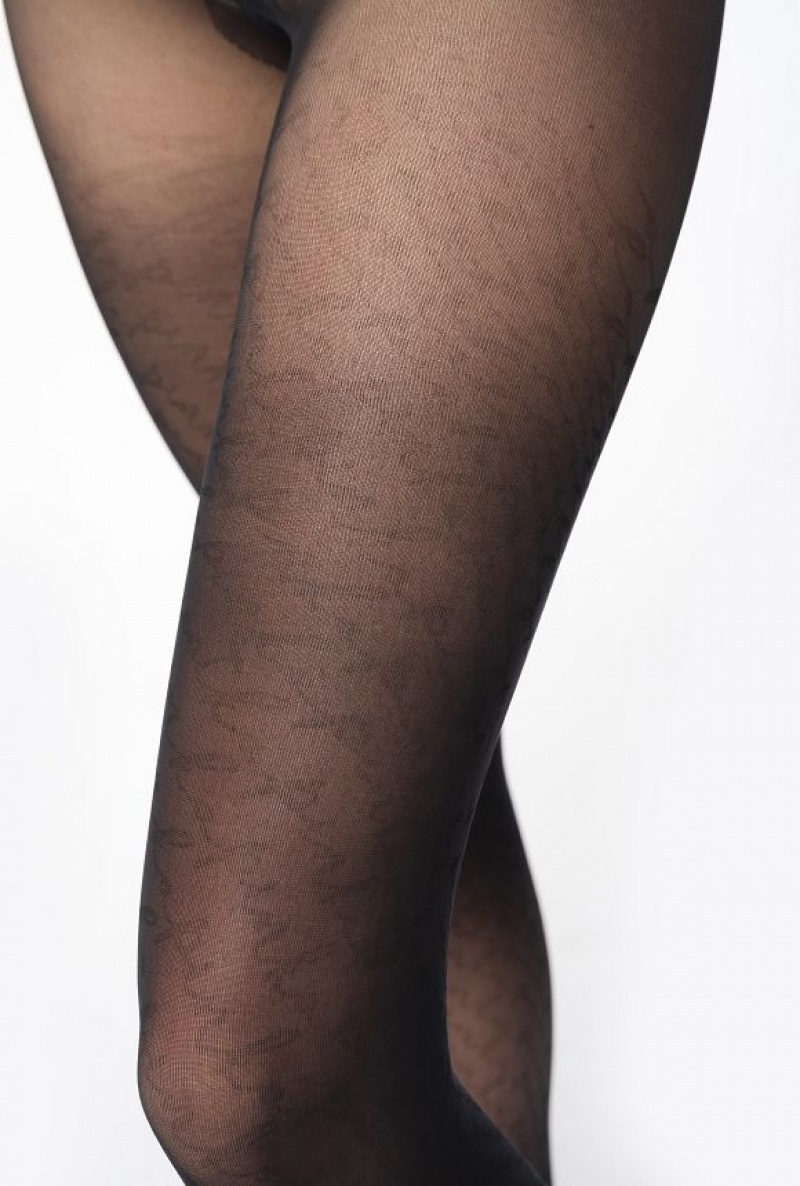 Pinko Printed Microfibre Tights LIMO BLACK | SN-PKO34409