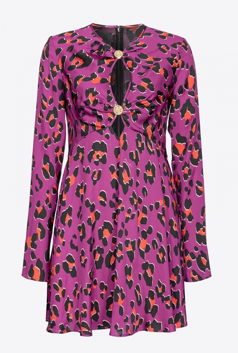 Pinko Psychedelic Dotted Satin Dress BOUGAINVILLEA/ORANGE/BLACK | SN-PKO33074