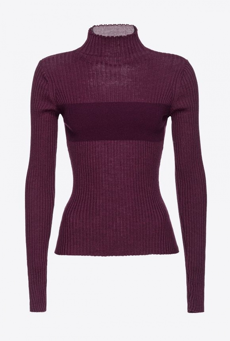 Pinko Ribbed Knit Turtleneck POTENT PURPLE | SN-PKO33387