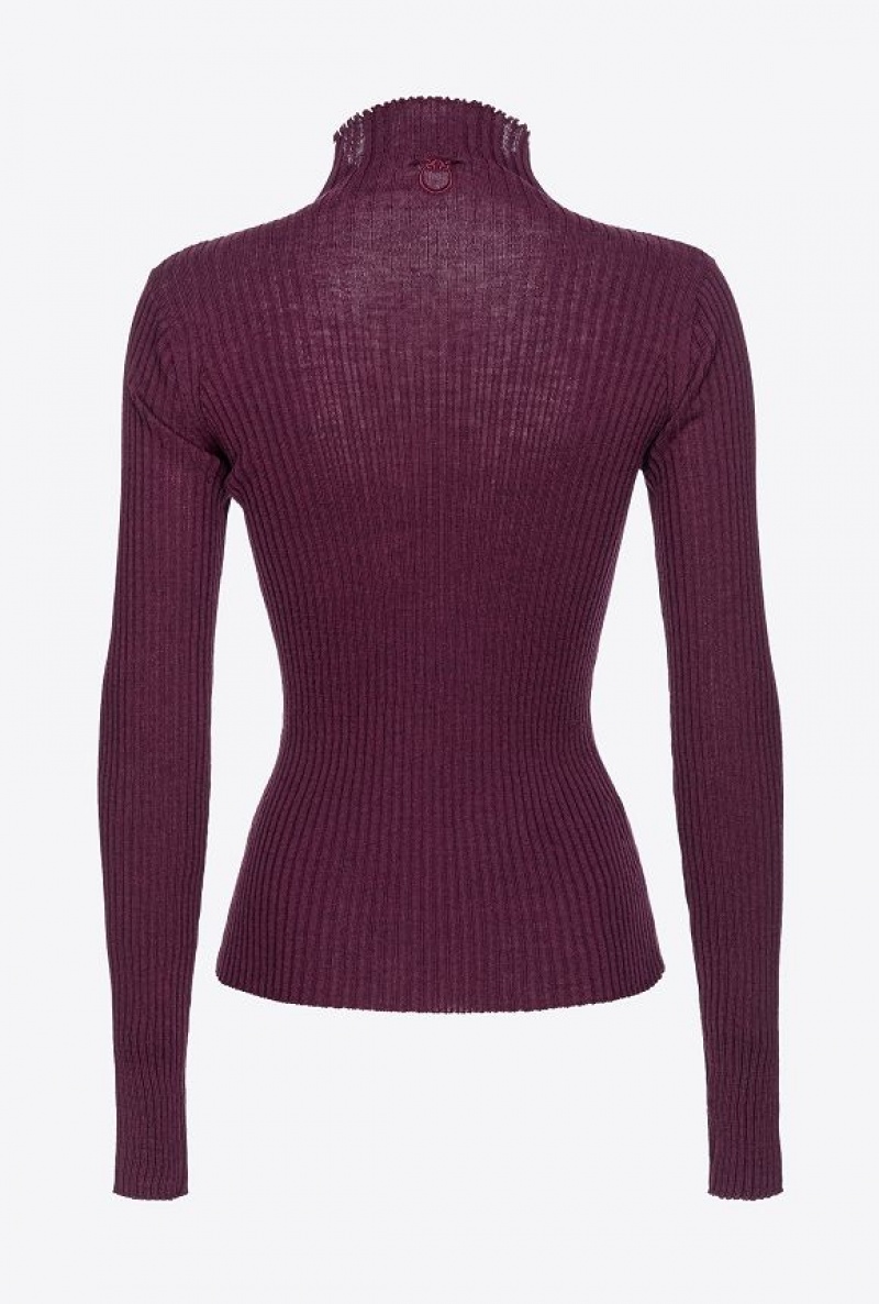 Pinko Ribbed Knit Turtleneck POTENT PURPLE | SN-PKO33387