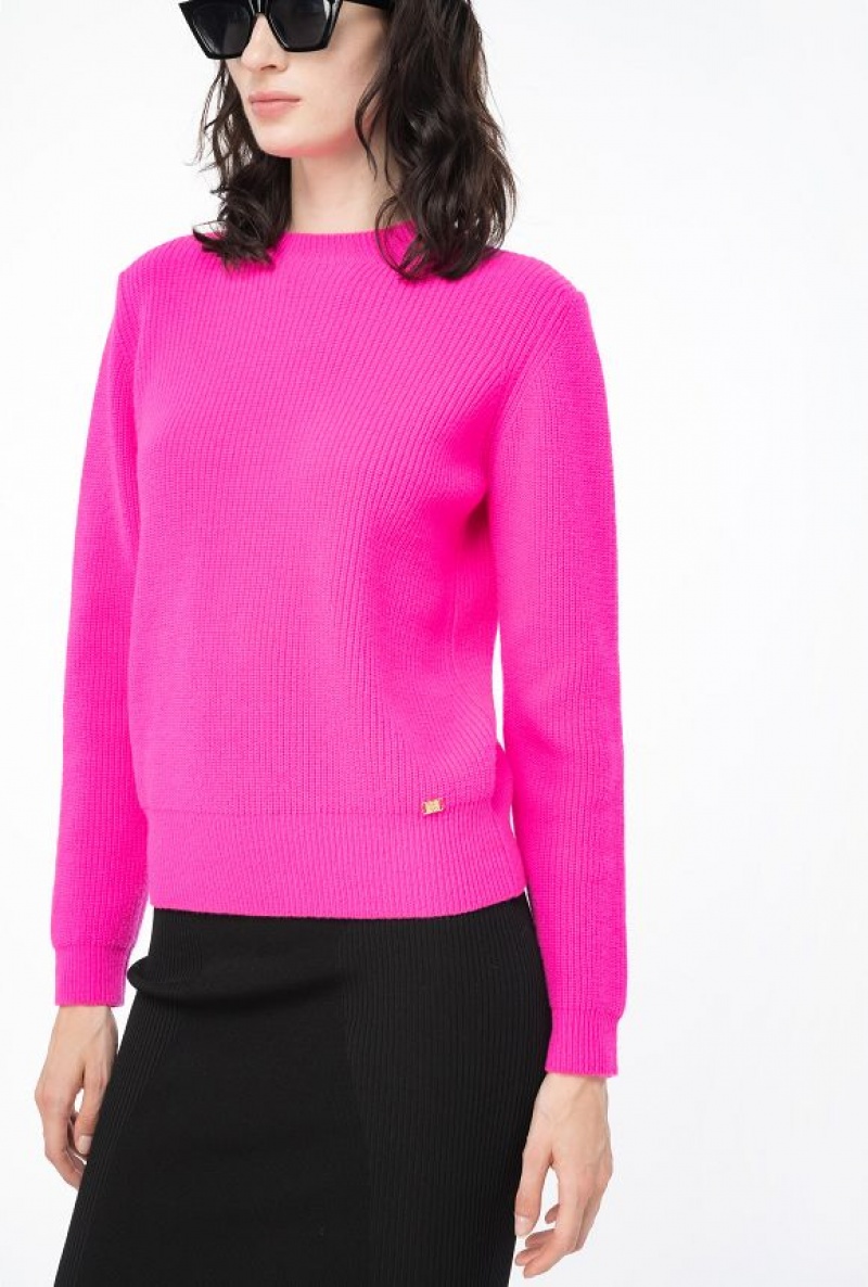 Pinko Ribbed Wool And Cashmere Sweater PINK LIGHTNING | SN-PKO33547