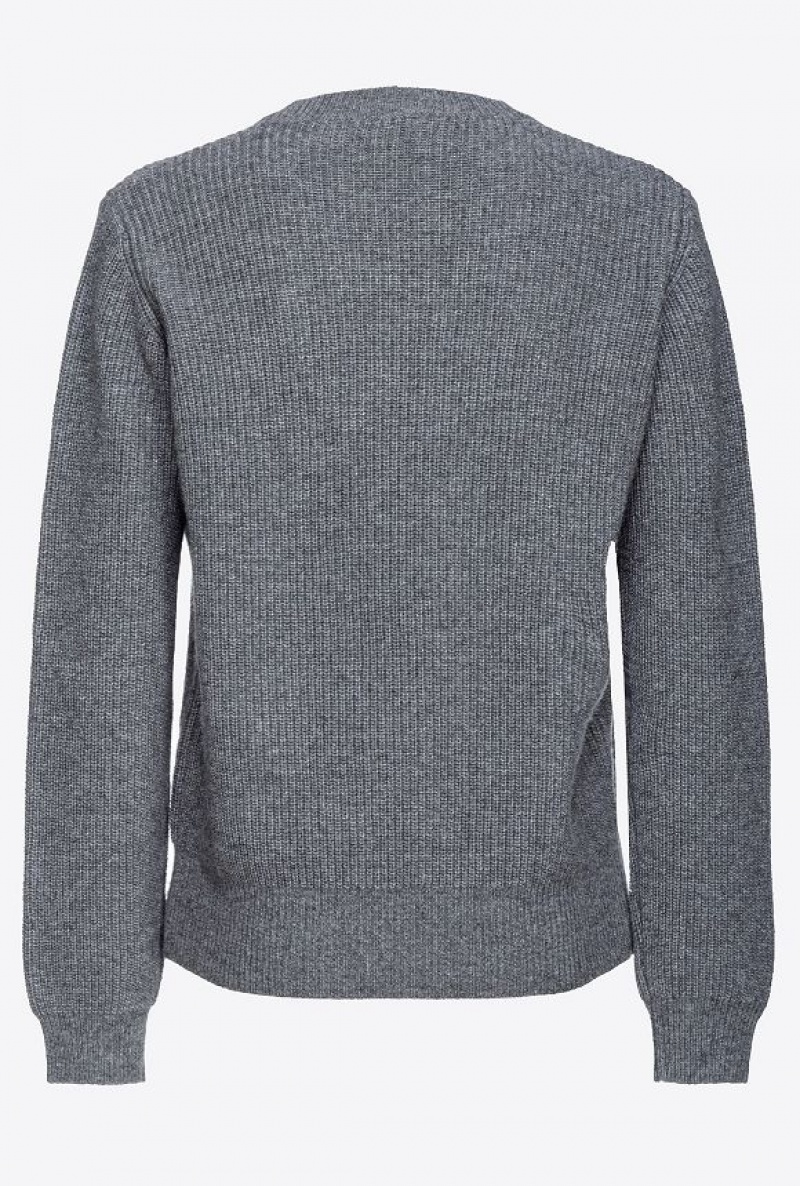 Pinko Ribbed Wool And Cashmere Sweater ROCK GREY | SN-PKO33519