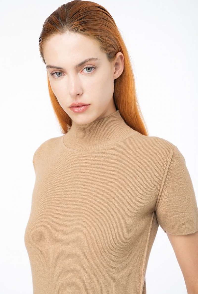 Pinko Ribbed Wool And Cashmere Sweater TANNIN BEIGE | SN-PKO33958