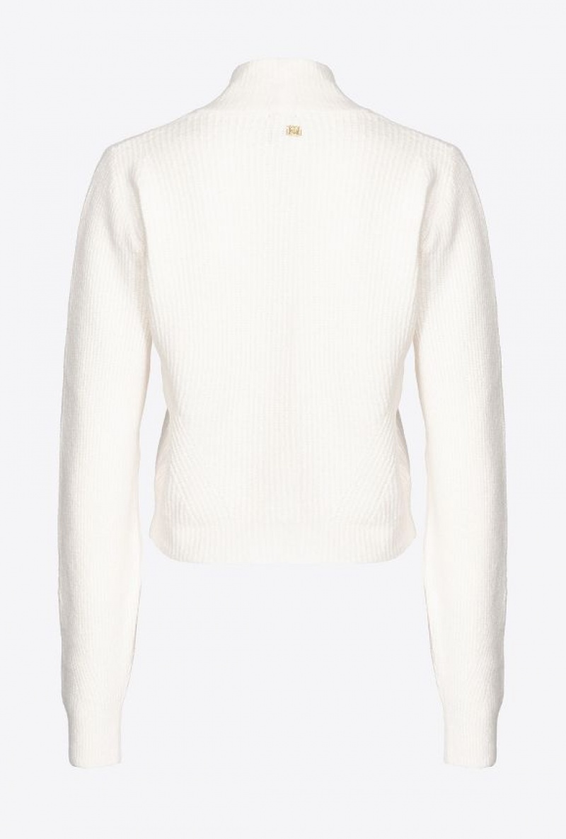 Pinko Ribbed Wool Cardigan MILK WHITE | SN-PKO33506