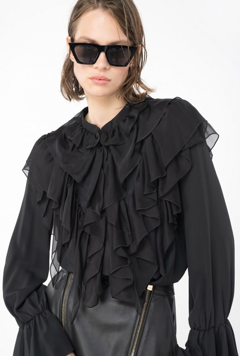 Pinko Ruffled Shirt LIMO BLACK | SN-PKO33181