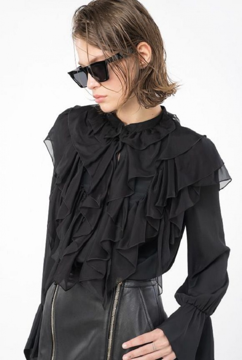 Pinko Ruffled Shirt LIMO BLACK | SN-PKO33181