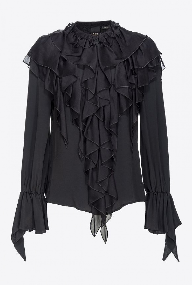 Pinko Ruffled Shirt LIMO BLACK | SN-PKO33181