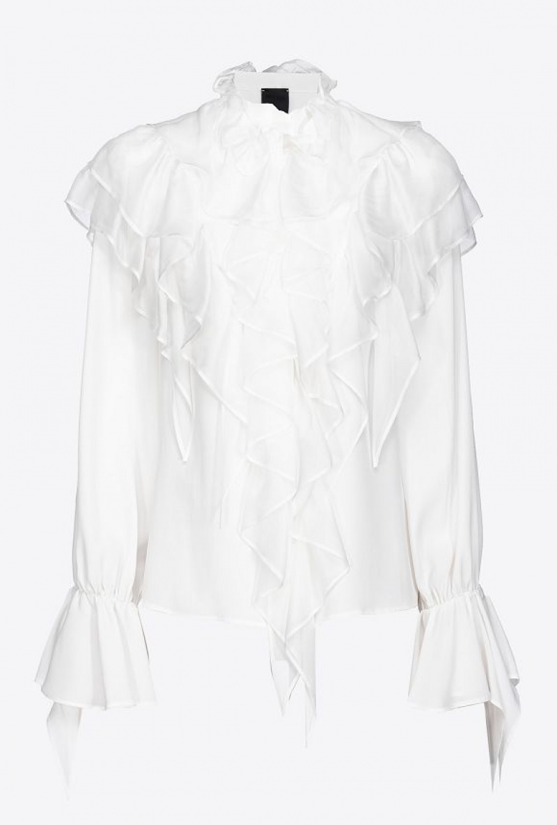 Pinko Ruffled Shirt SNOW WHITE | SN-PKO33180