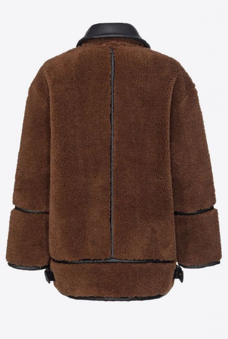 Pinko Sheepskin-effect Jacket BROWN/BLACK | SN-PKO33678