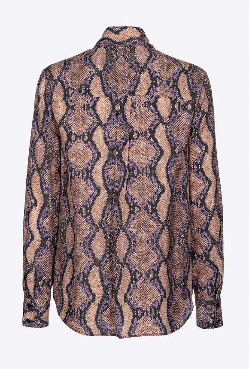 Pinko Shirt With Snake Motif MULT. BROWN/LILAC | SN-PKO33895