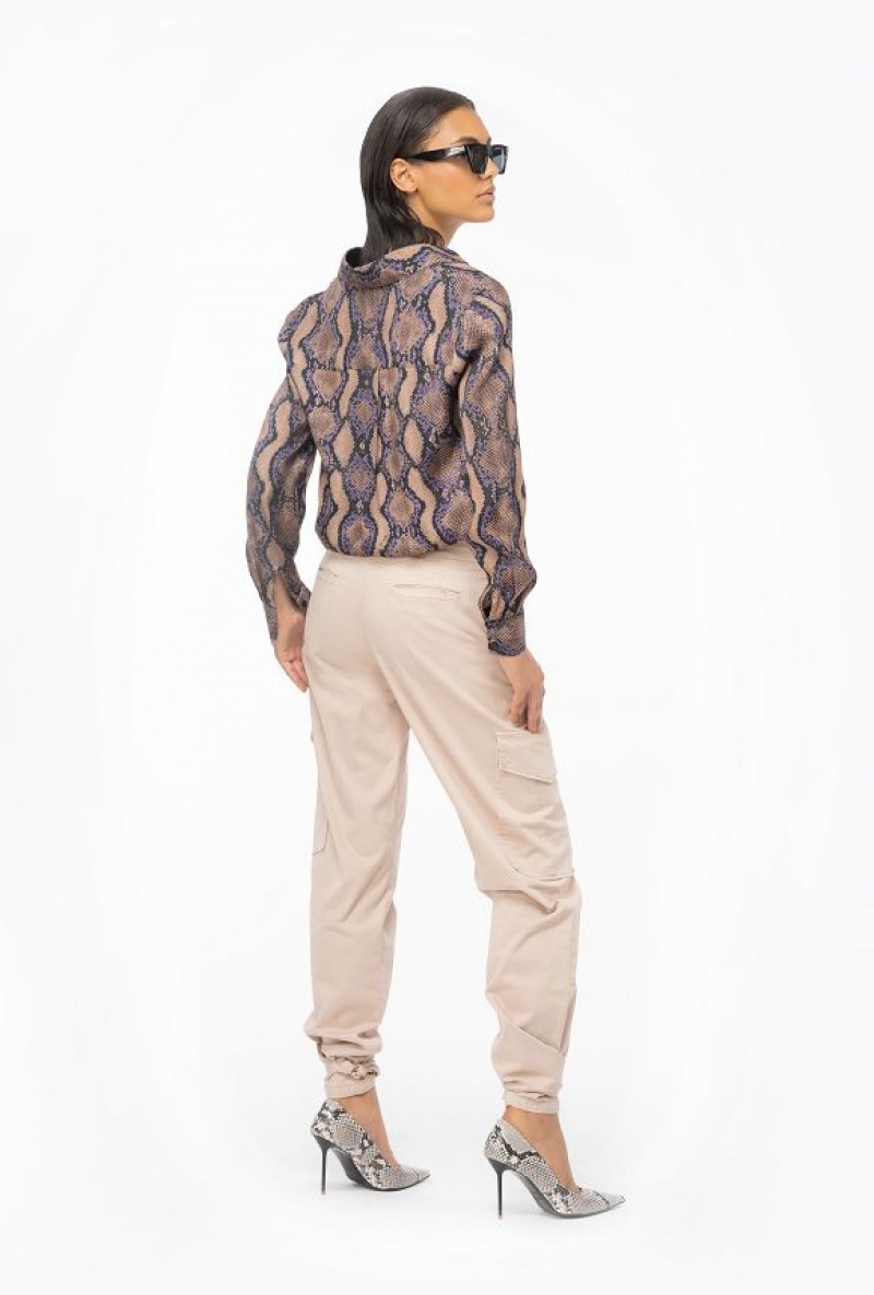 Pinko Shirt With Snake Motif MULT. BROWN/LILAC | SN-PKO33171