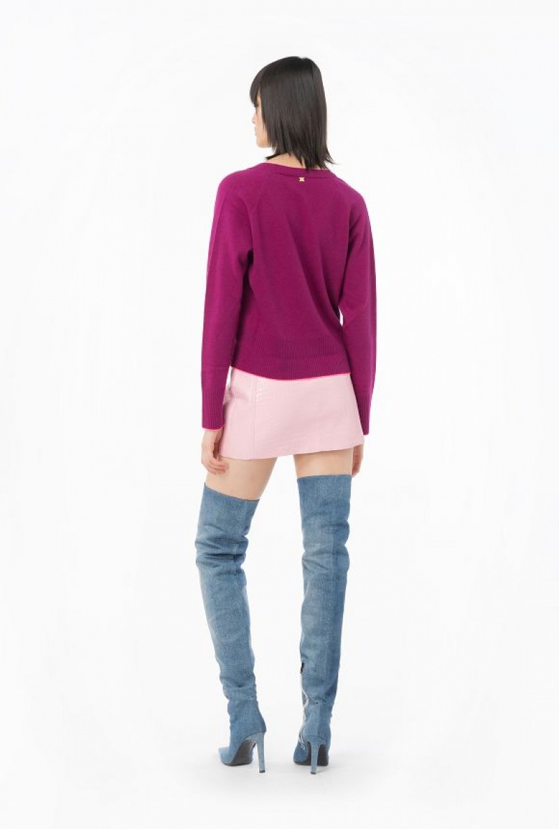 Pinko Short Cashmere Cardigan MAGENTA PURPLE | SN-PKO33525