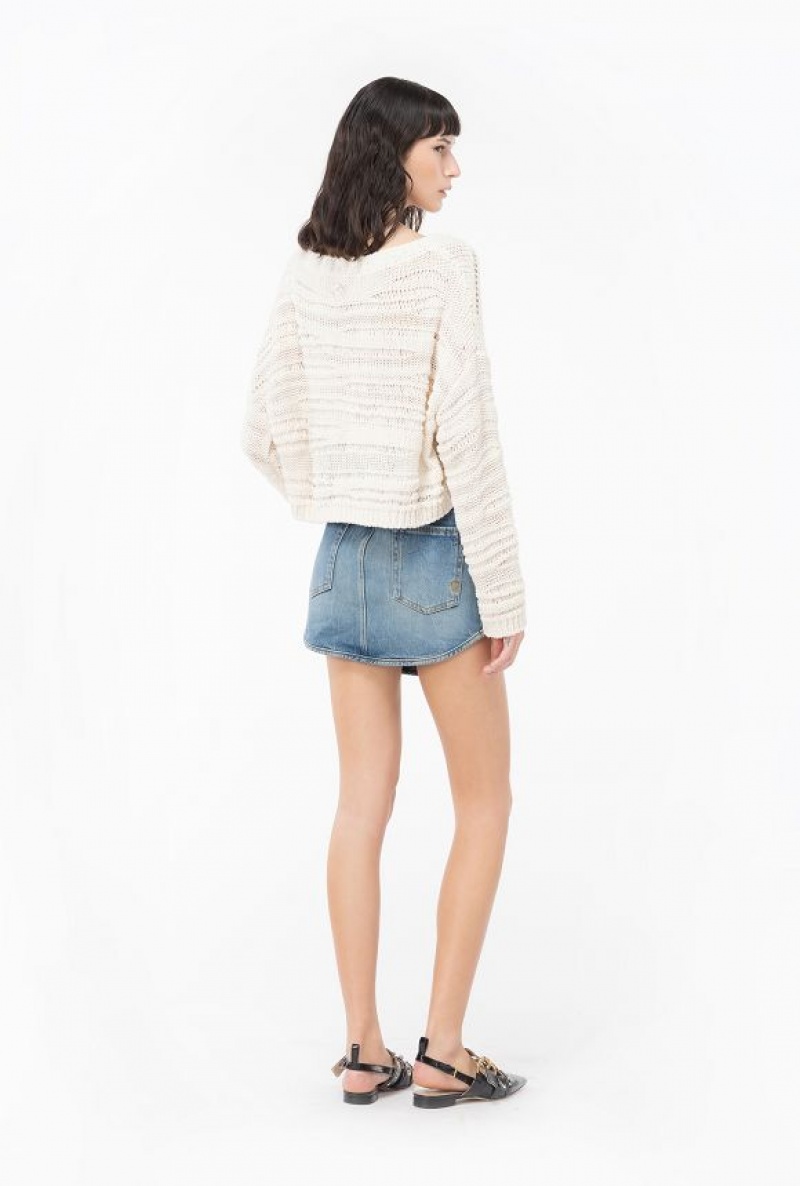 Pinko Short Cotton-blend Sweater GARDENIA BEIGE | SN-PKO33244