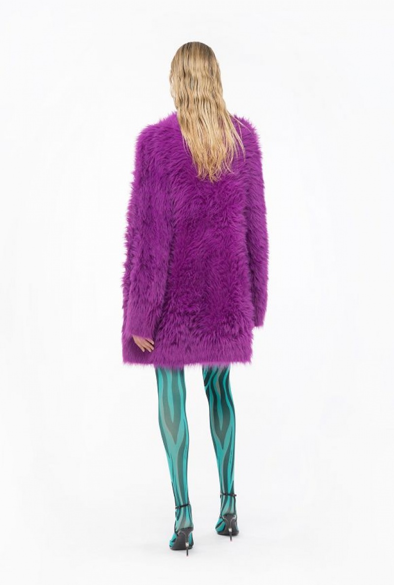 Pinko Short Faux Fur Coat BOUGAINVILLEA PURPLE | SN-PKO33673