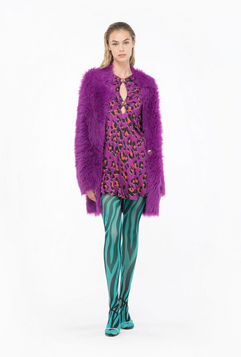 Pinko Short Faux Fur Coat BOUGAINVILLEA PURPLE | SN-PKO33673