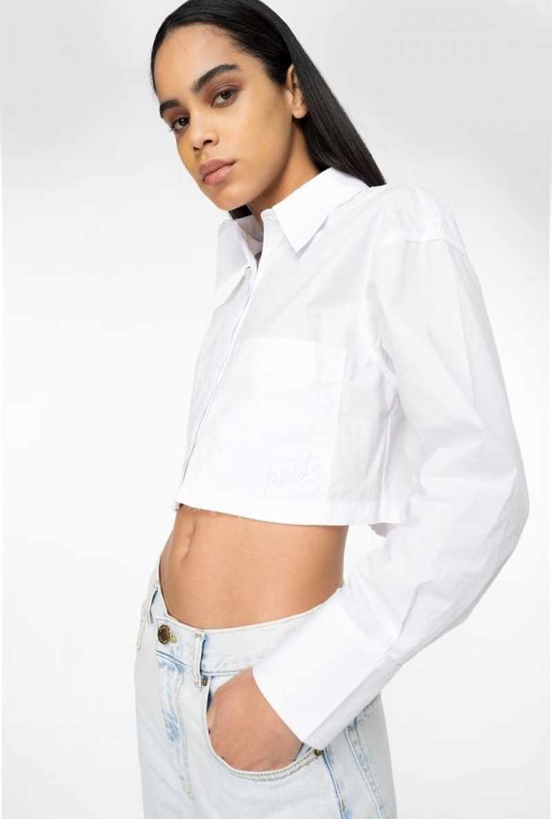 Pinko Short Poplin Shirt BRIGHT WHITE | SN-PKO33141