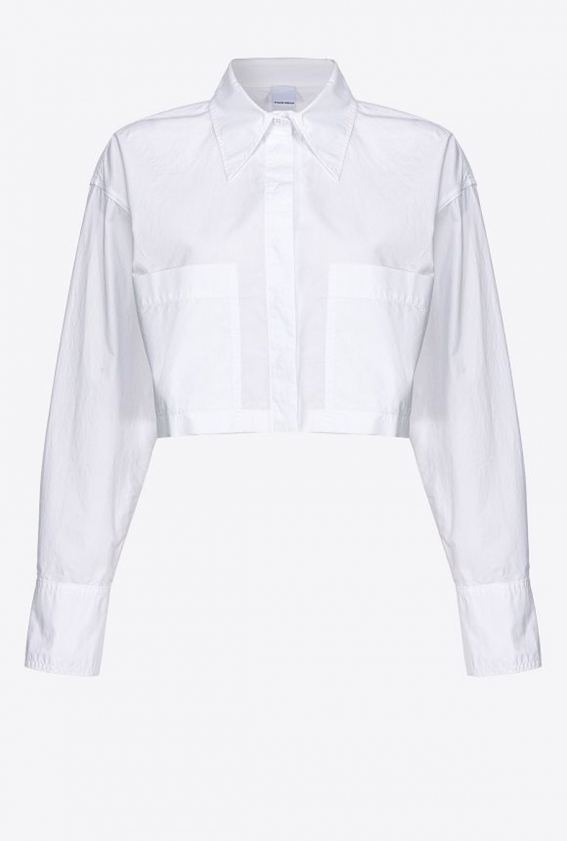 Pinko Short Poplin Shirt BRIGHT WHITE | SN-PKO33141