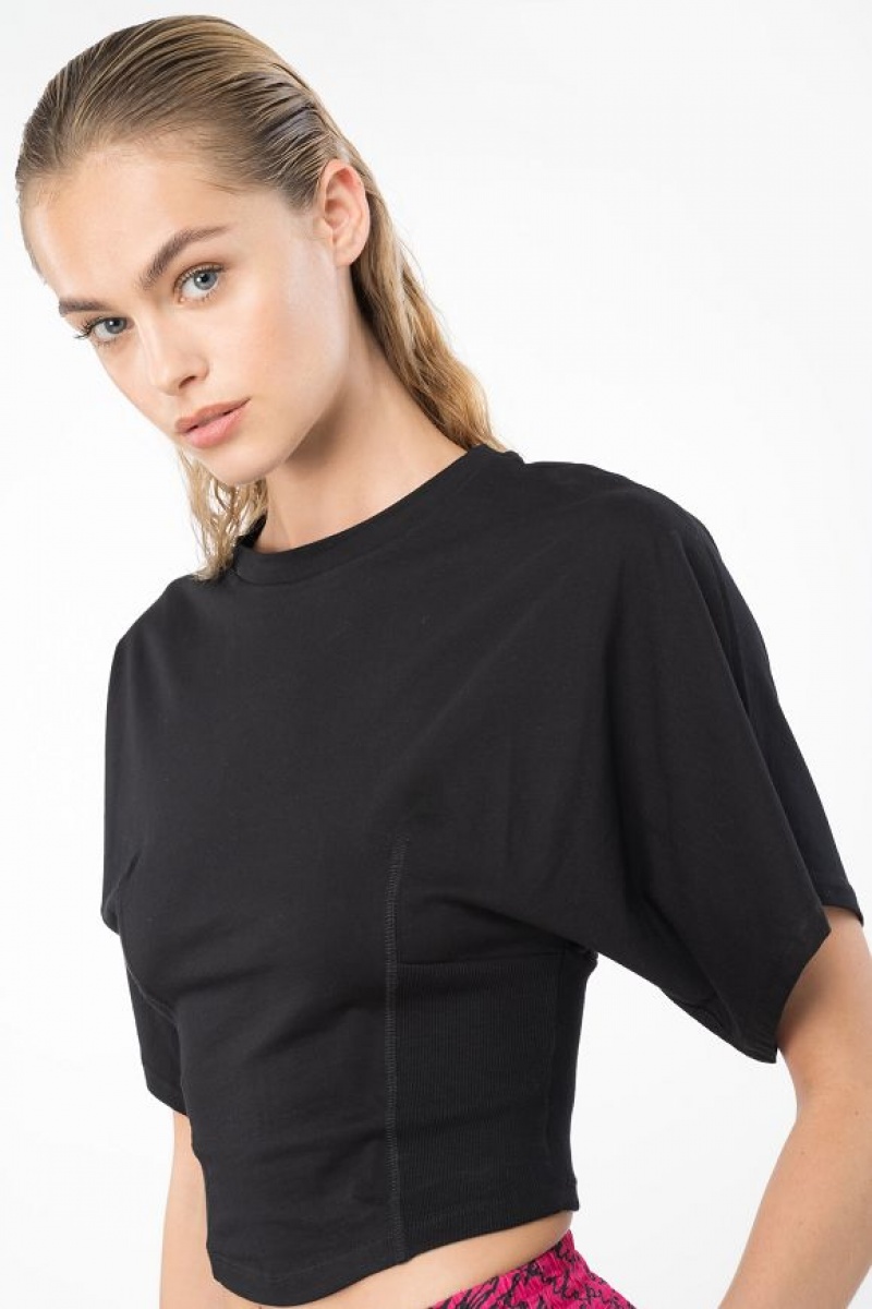 Pinko Short T-shirt With Wide Sleeves LIMO BLACK | SN-PKO33311