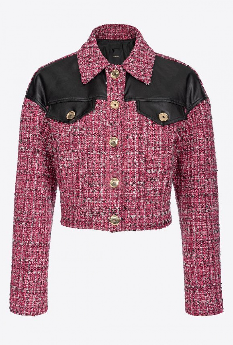 Pinko Short Tweed Jacket MULTICOLOUR - FUCHSIA/BLACK | SN-PKO33864