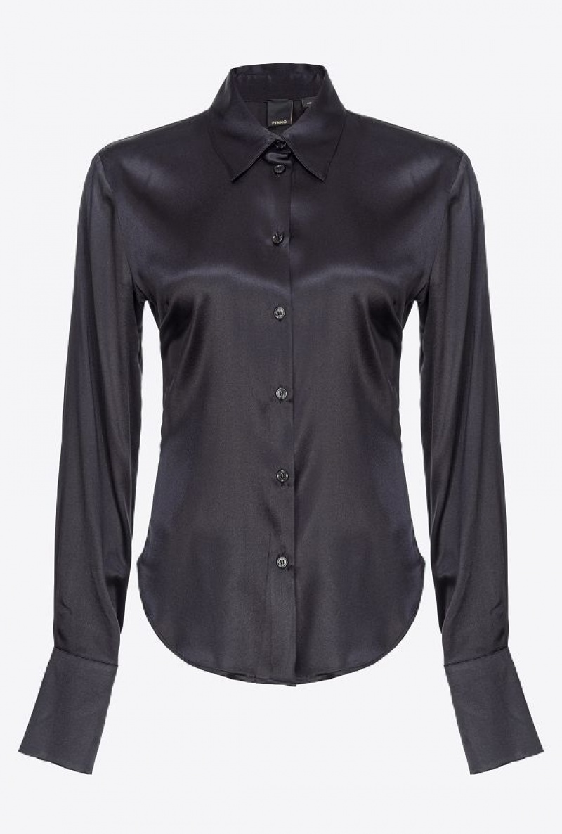 Pinko Silk Satin Shirt LIMO BLACK | SN-PKO33129