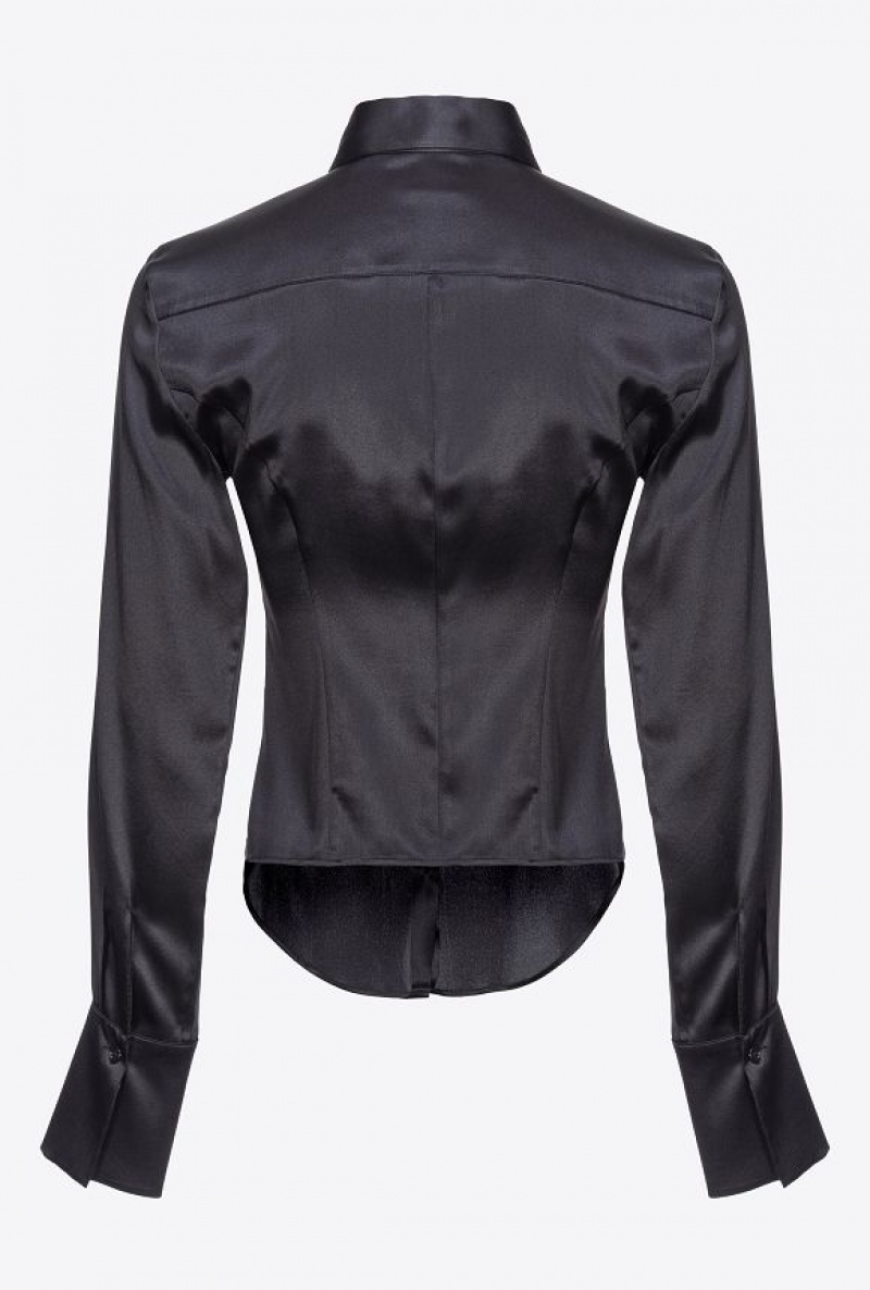 Pinko Silk Satin Shirt LIMO BLACK | SN-PKO33129