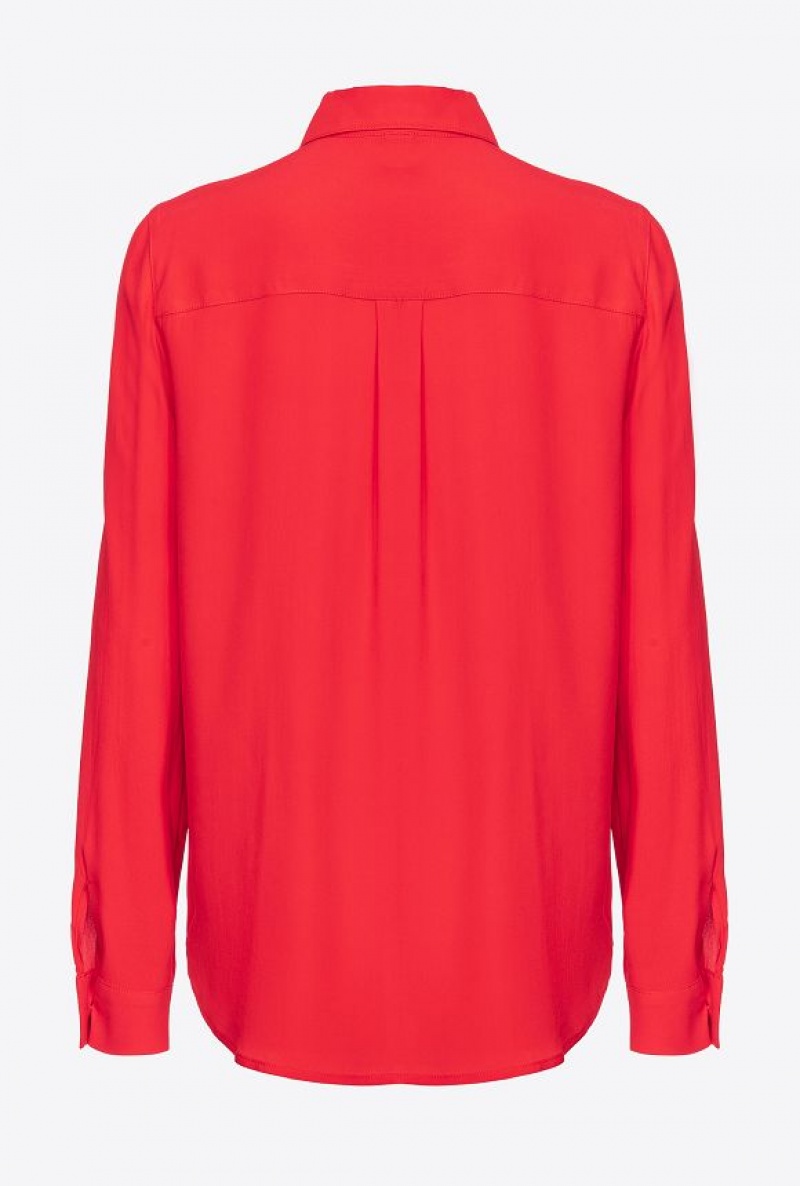 Pinko Silk-blend Shirt With Breast Pocket FORMULA1 RED | SN-PKO33131