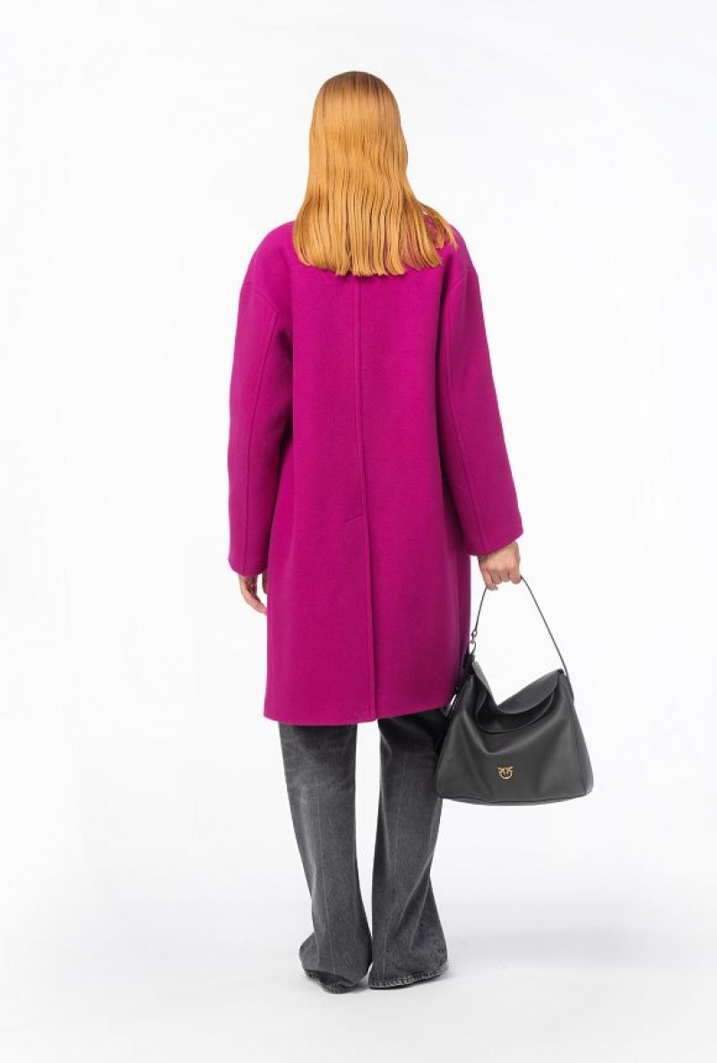 Pinko Single-breasted Cloth Coat BOUGAINVILLEA PURPLE | SN-PKO33630